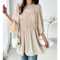 シャーリングビスチェデザインチュニックブラウス