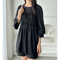 シャーリングビスチェデザインチュニックブラウス