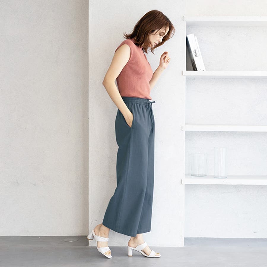 麻入りリラックスワイドパンツ 大きいサイズ レディース22