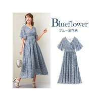 フレアースリーブカシュクールワンピース　大きいサイズ レディース