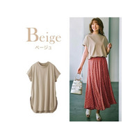 綿１００％フレンチスリーブチュニックＴシャツ　大きいサイズ レディース