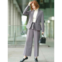 【２点セット】〈ワイドパンツ〉スゴく伸びる全方向ストレッチ！洗えて型くずれしないセットスーツ　大きいサイズ レディース