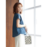 綿タッチフレンチスリーブブラウス　大きいサイズ レディース