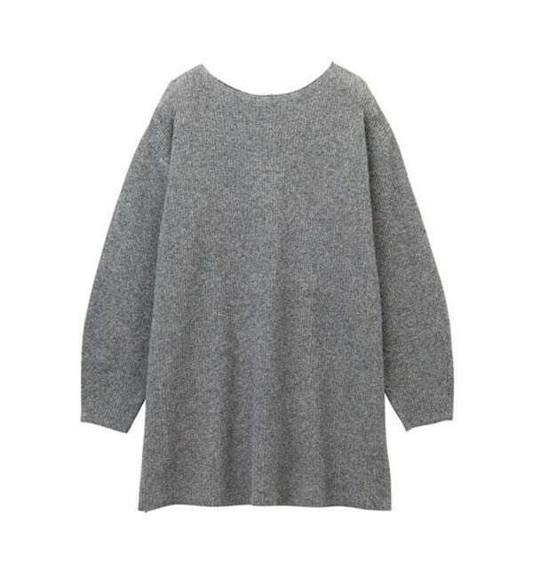 ボートネックミニ丈ニットワンピース 大きいサイズレディース22