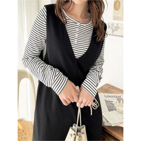 前後２ｗａｙヘンリーネックリブカットソー　大きいサイズレディース