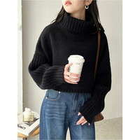 タートルネックショート丈ニット　大きいサイズレディース