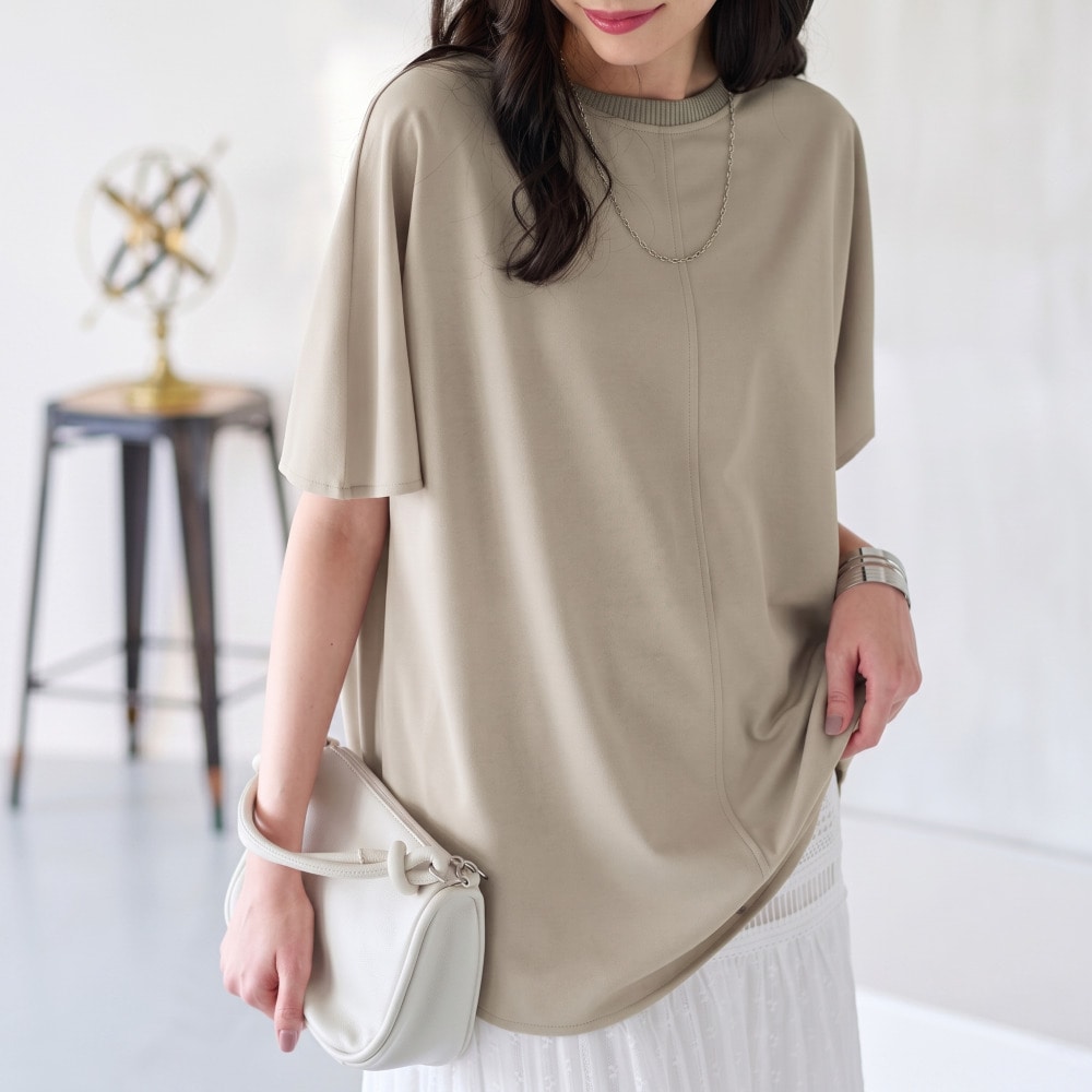 Tシャツ感覚なのにきちんとブラウス見え！カットジョーゼット半袖プルオーバー