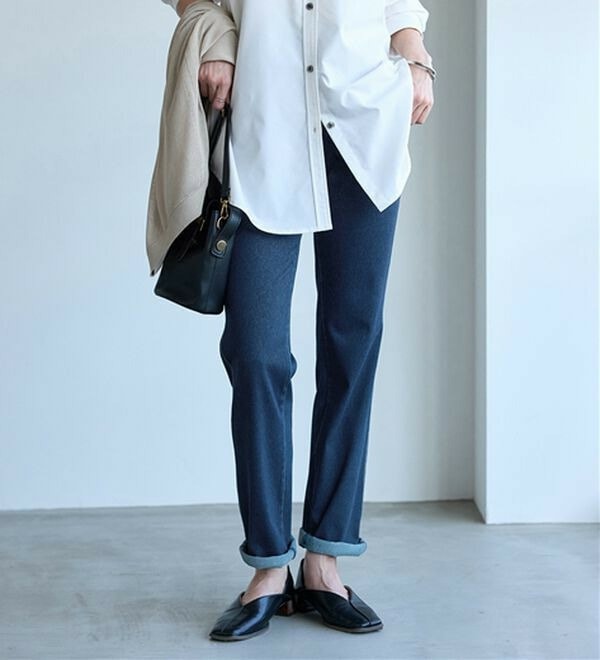 ヒンヤリ快適!接触冷感ニットデニムパンツ【股下63cm】1