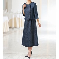 米沢織花柄ジャカードワンピアンサンブル　  