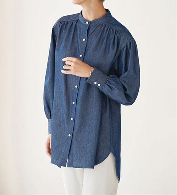 コットン・テンセルＴＭ繊維デニムブラウス  