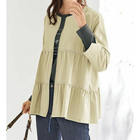 配色ステッチデザインティアードジャケット  