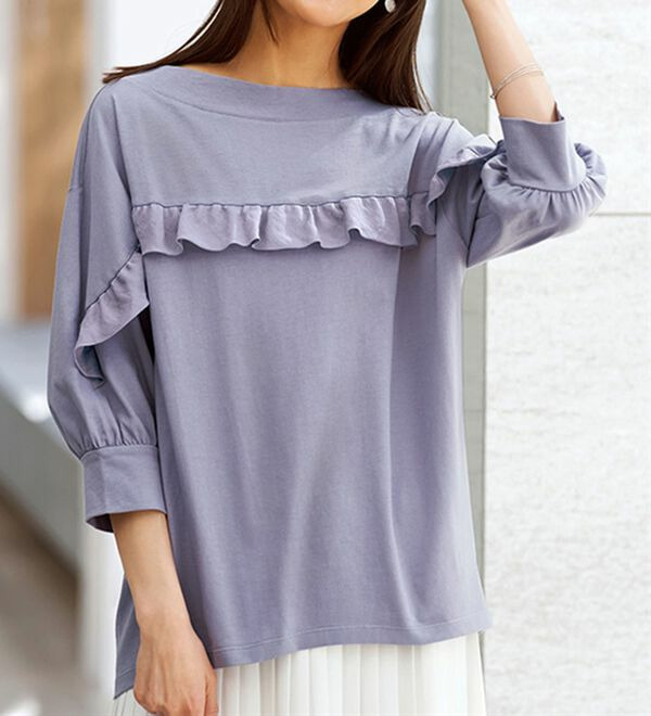 艶やか綿１００％フリル使いプルオーバー　  