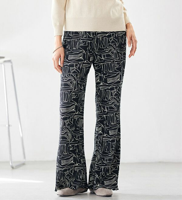 暖か素材のやわらかプリーツパンツ６５丈　  