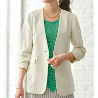 ＜楽スタフィット＞ノーカラージャケット　  