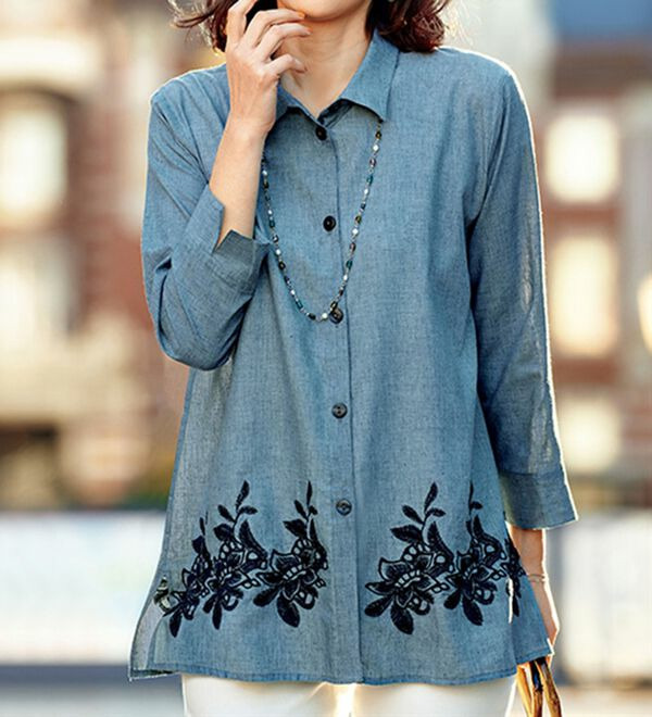 インド綿入り刺しゅうシャツチュニック　　  