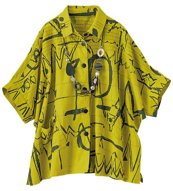 インド綿タックプリントブラウス　　　　　  