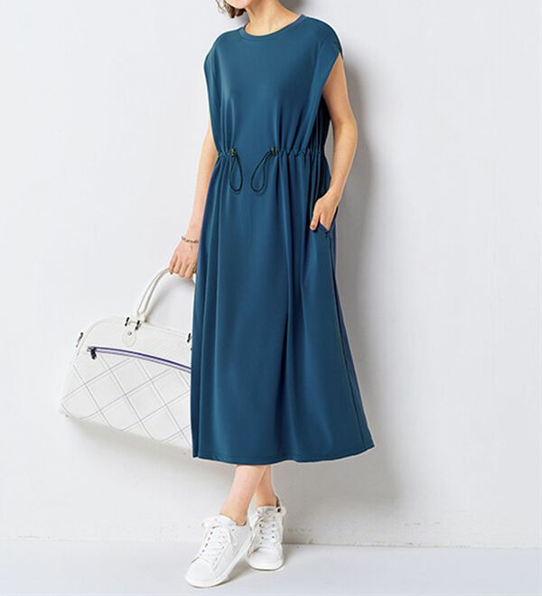 ＜日本製＞防シワ機能ドロストワンピース　  