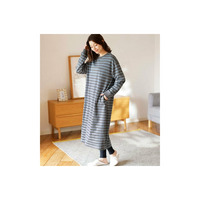 綿混裏シャギーボーダーワンピース