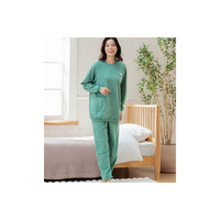 ゆったり春の刺しゅうスウェットパジャマ