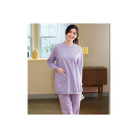 ゆったり春の刺しゅうスウェットパジャマ