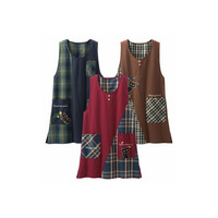 ネコちゃんが可愛い切替チェックエプロン３色組