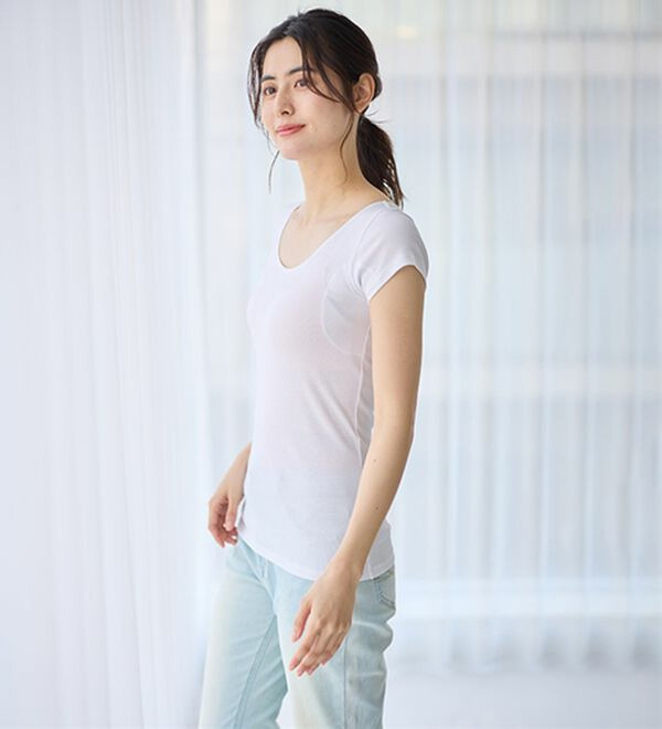 【汗かきさん必見!】涼感サラッと快適汗取り半袖インナー<さらりラボ>18