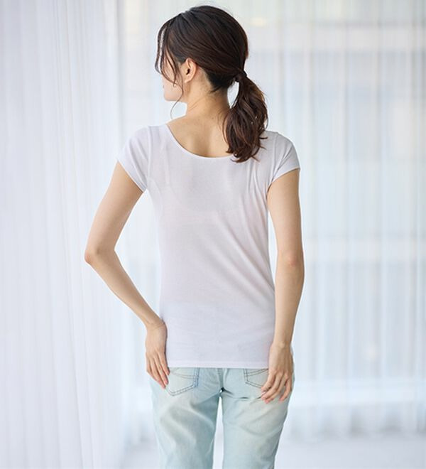 【汗かきさん必見!】涼感サラッと快適汗取り半袖インナー<さらりラボ>19