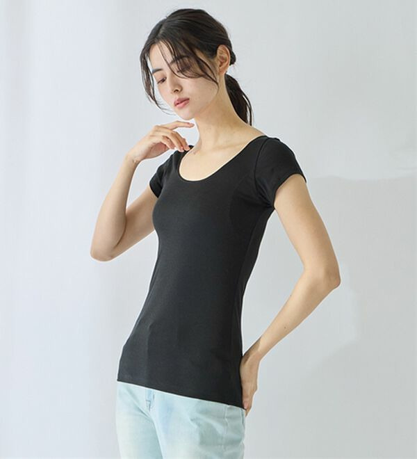 【汗かきさん必見!】涼感サラッと快適汗取り半袖インナー<さらりラボ>28