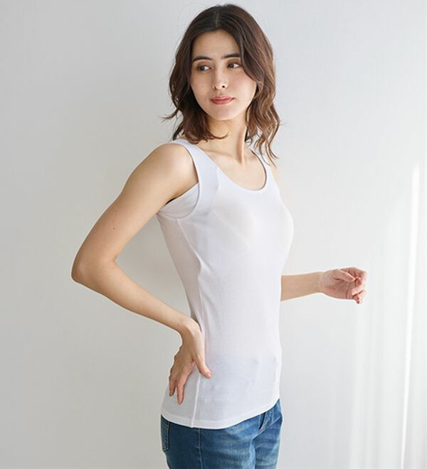 【汗かきさん必見!】<カップ付>涼感サラッと快適汗取りタンクトップインナー<さらりラボ>22