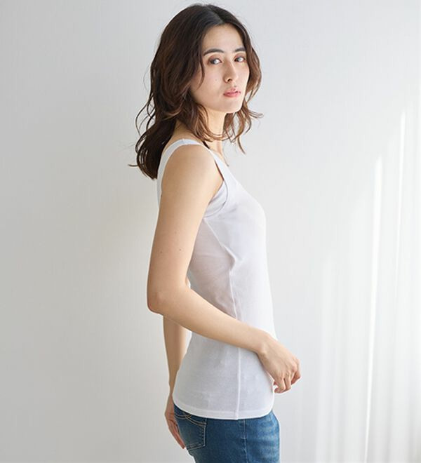 【汗かきさん必見!】<カップ付>涼感サラッと快適汗取りタンクトップインナー<さらりラボ>23