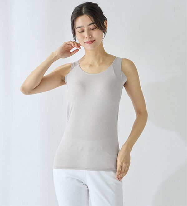 【汗かきさん必見!】<カップ付>涼感サラッと快適汗取りタンクトップインナー<さらりラボ>25