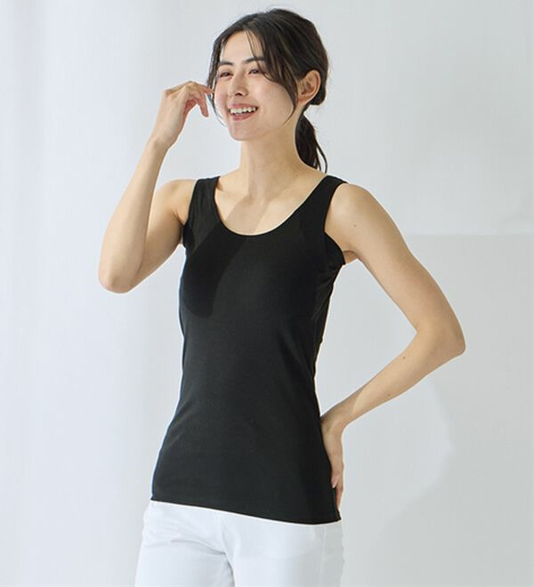【汗かきさん必見!】<カップ付>涼感サラッと快適汗取りタンクトップインナー<さらりラボ>28