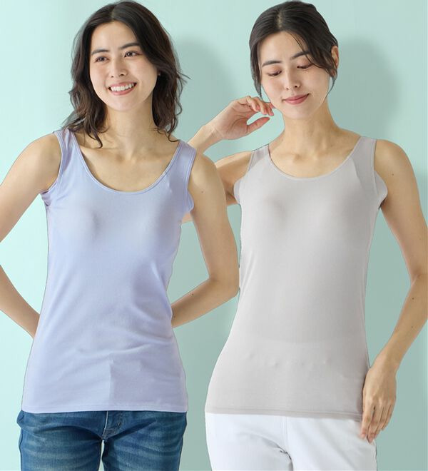 【汗かきさん必見!】<カップ付>涼感サラッと快適汗取りタンクトップインナー<さらりラボ>30