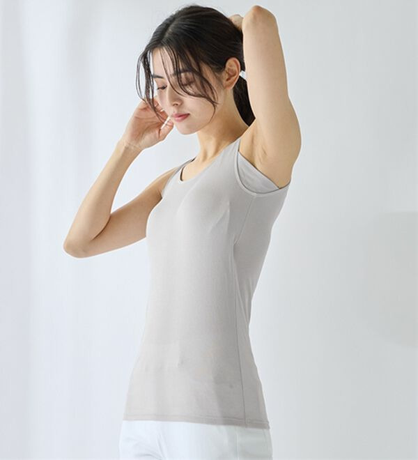 【汗かきさん必見!】<カップ付>涼感サラッと快適汗取りタンクトップインナー<さらりラボ>1