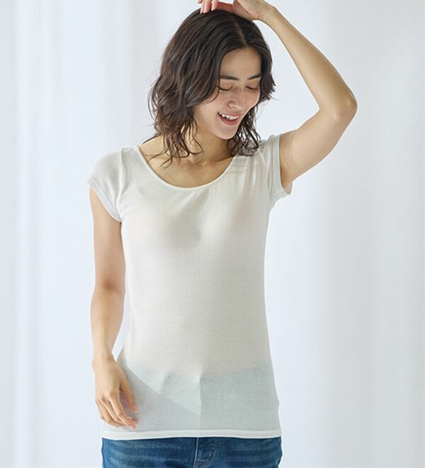 【ムレ嫌いさん必見!】綿100%涼しいフレンチスリーブインナー<さらりラボ>18