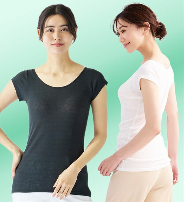 【ムレ嫌いさん必見!】綿100%涼しいフレンチスリーブインナー<さらりラボ>30