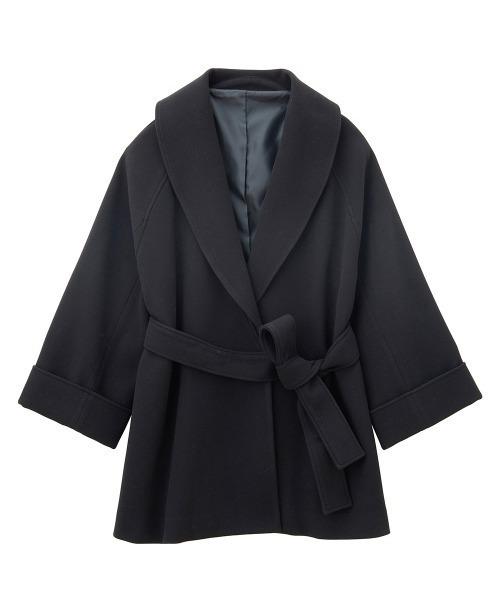 ウール調ビッグカラーガウンコート29