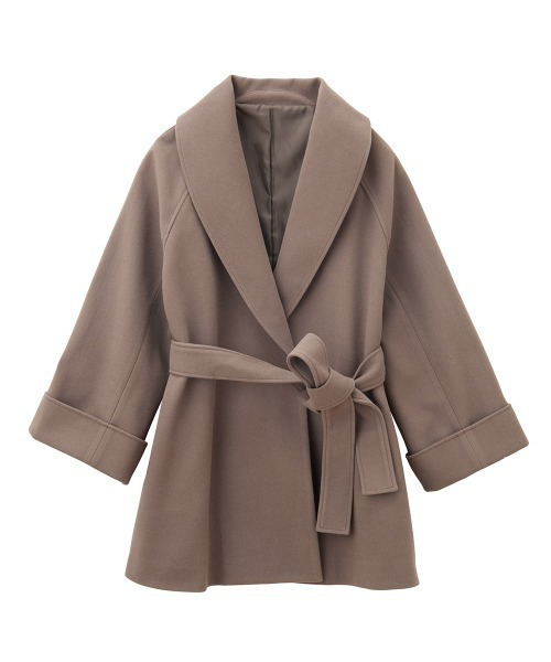 ウール調ビッグカラーガウンコート30