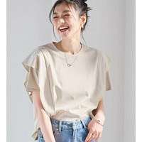 【華奢見え】ひんやりラッフルショルダーTシャツ