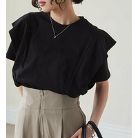 【華奢見え】ひんやりラッフルショルダーTシャツ
