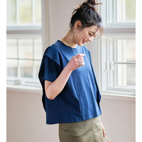 【華奢見え】ひんやりラッフルショルダーTシャツ