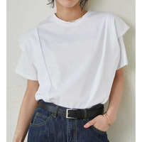 【華奢見え】ひんやりラッフルショルダーTシャツ
