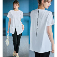 ロゴプリントアシメチュニックＴシャツ
