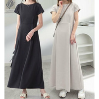 上品見えバックギャザーワンピース