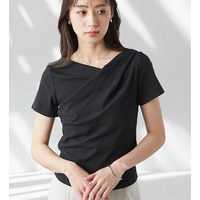 【ひんやり/UV対策】上品ドレープリブTシャツドレープリブＴシャツ