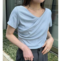 【ひんやり/UV対策】上品ドレープリブTシャツドレープリブＴシャツ