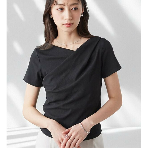 【ひんやり/UV対策】上品ドレープリブTシャツドレープリブTシャツ【アリノマ/Alinoma】 【ひんやり/UV対策】上品ドレープリブTシャツドレープリブTシャツ【アリノマ/Alinoma】