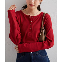 ヘンリーネックワッフルロンT