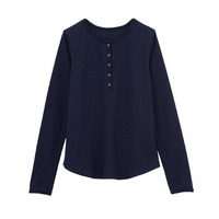 ヘンリーネックワッフルロンT