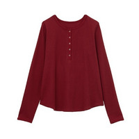 ヘンリーネックワッフルロンT